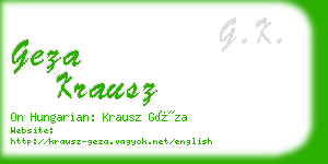 geza krausz business card